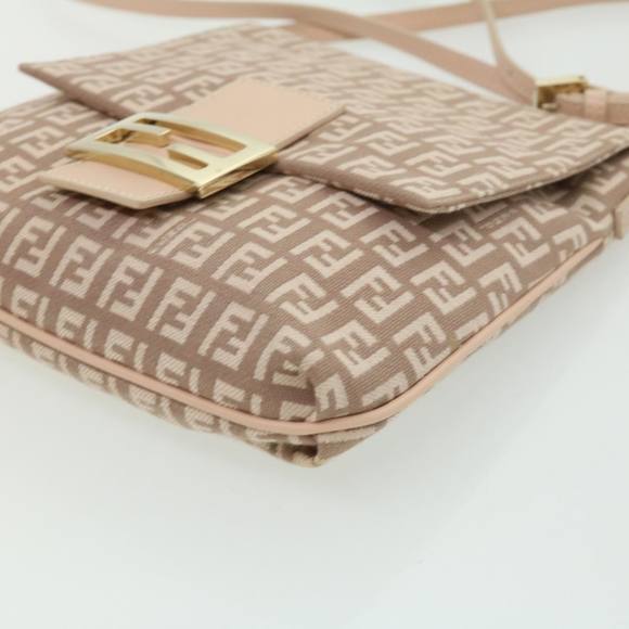 FENDI Zucchino Canvas Shoulder Bag Pink Auth rd2782 - Picture 9 of 10